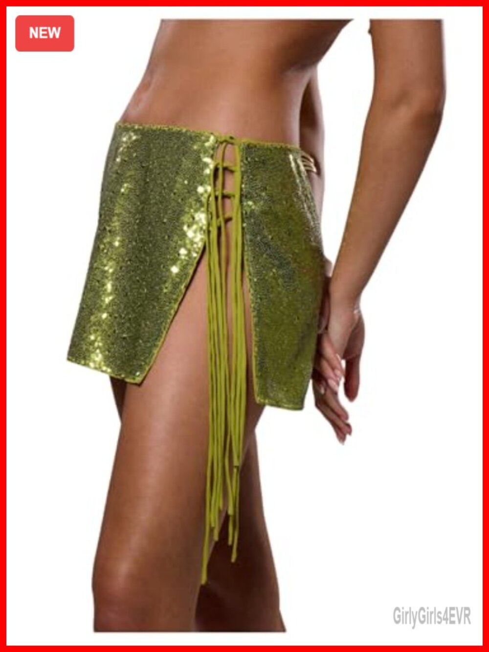 Sequin Mini Skirt Low Rise Tie Side Pencil Party Club Disco Skirt